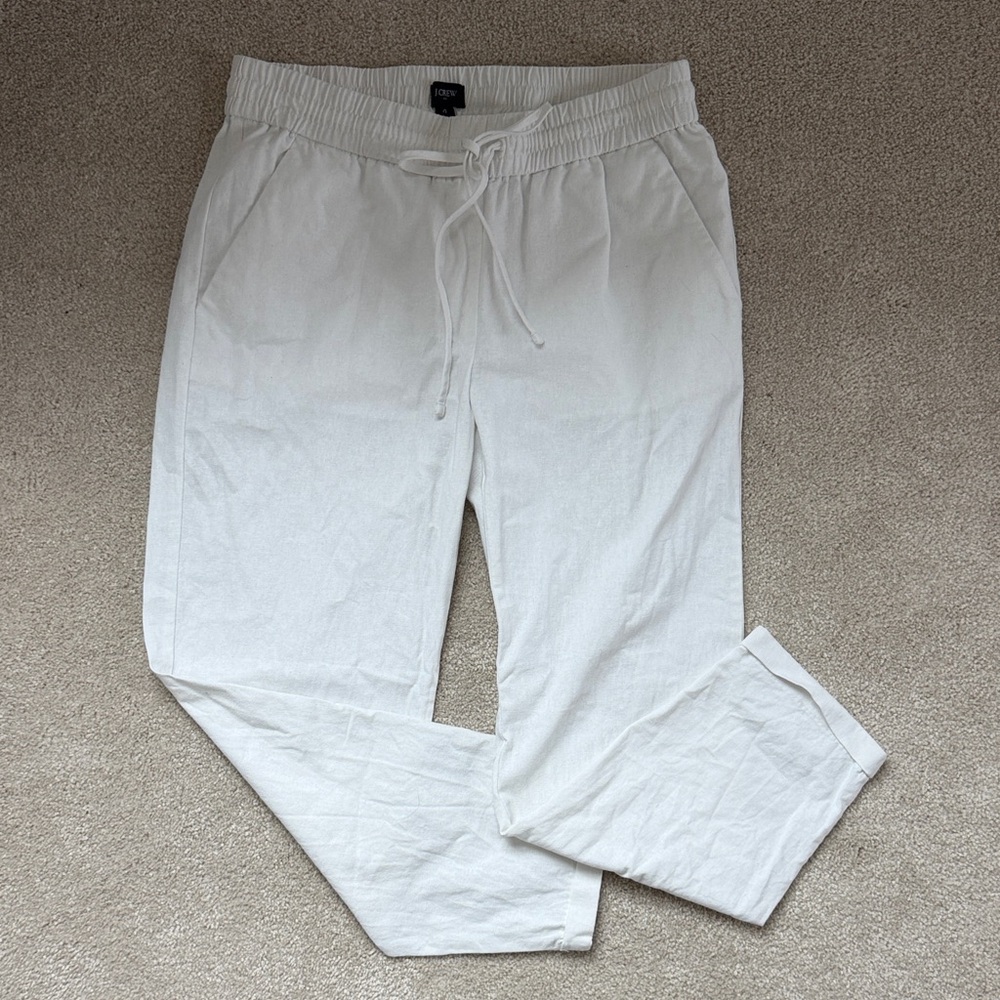 J. Crew Women's White Linen Pants